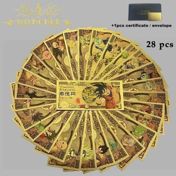 Top Selling Products All Styles Nice Japan Anime Banknote Sets Anime Plastic Card in 24k Gold Plated For Collection W250207