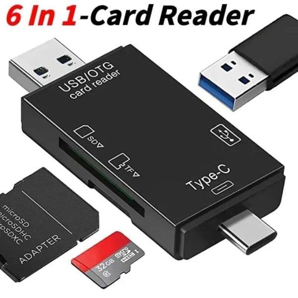 6Pcs/Set 6 in 1 OTG Reader USB 2.0 to Type C/SD/TF Memory Card Adapter for Mobile Phone Laptops Accessories Multifunction Cardreader