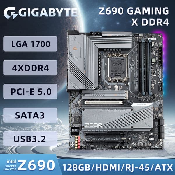GIGABYTE Z690 GAMING X DDR4 Motherboard Support DDR4 memory Intel Core i3 i5 i7 i9 12th gen 13th processor PCI-E 5.0 HDMI ATX