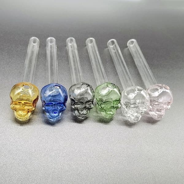Glass Pipe Smoking Hand Pipes Tube Mini Skull Shape Spoon Day Herb Tobacco Bowl Tool