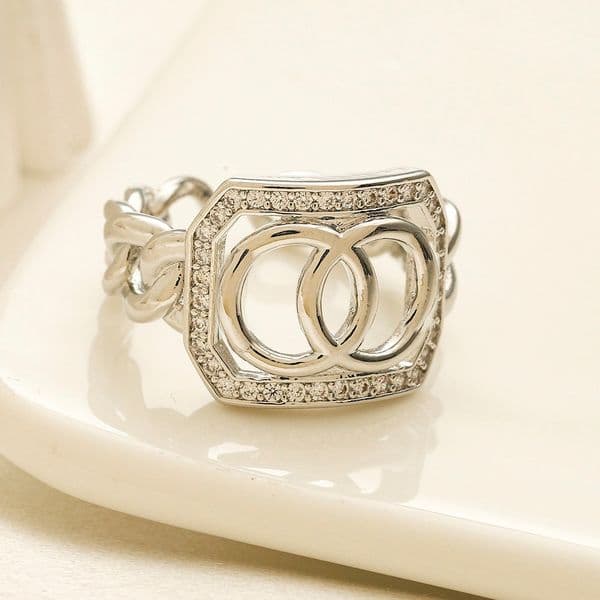 Fashion Charm Ring Gold Silver Plated Open Band Rings Designer Jewelry Luxury Crystal Rhinestones Ring for Womens Wedding Jewelry Gifts