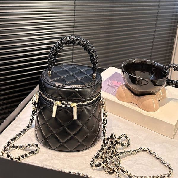 Designer Top Handle Mackup Bag Women Chain Bucket Bag Leather Handbag Shoulder With Mirror