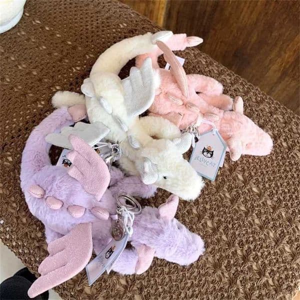 JC Home Cute Plush Toy Doll Pendant Keychain Snow Dragon Ap2