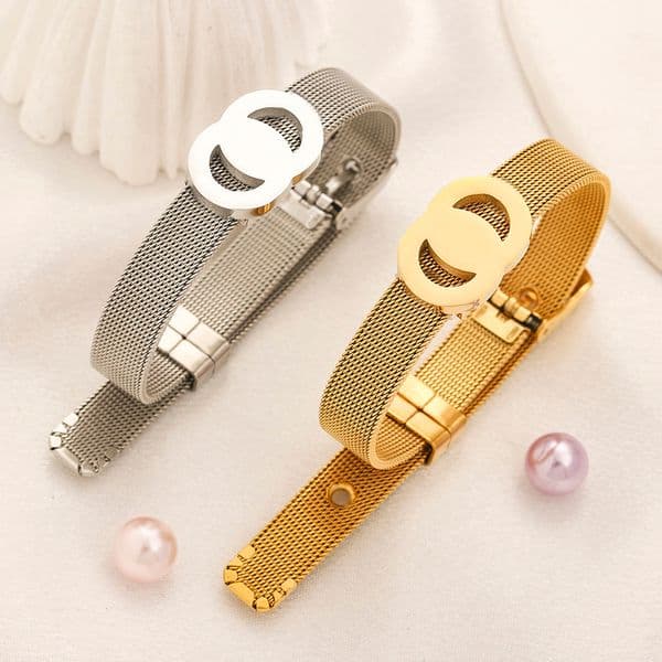 Classic Style Bracelets Bangle Bangles Gold Sier Plated Stainless Steel Crystal Pearl Lovers Gift Wristband Cuff For Famous Women Wedding Party Jewelry Gifts