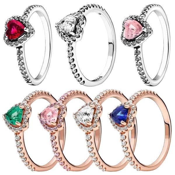 925 Sterling Silver Ring Elevated Red Heart Ring With Colorful Diamond Rings Jewelry Designer For Women Wedding Ring