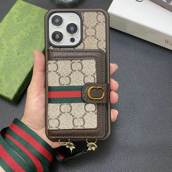 Luxury Phone Case for iPhone 16 Pro Max Leather, 15 14 Plus 13 12 Pro XR Designer Crossbody Lanyard Card Holder Ultra Slim Shockproof Phone Cover Leather for Women Men