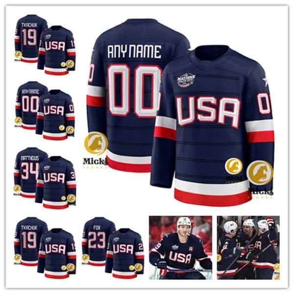 Auston Matthews Matthew Tkachuk 2025 United States 4 Nations Face-Off Hockey Jersey 21 Dylan Larkin 10 J.T. Miller 29 Brock Nelson 7 Brady Tkachuk 19 Jerseys Stitched