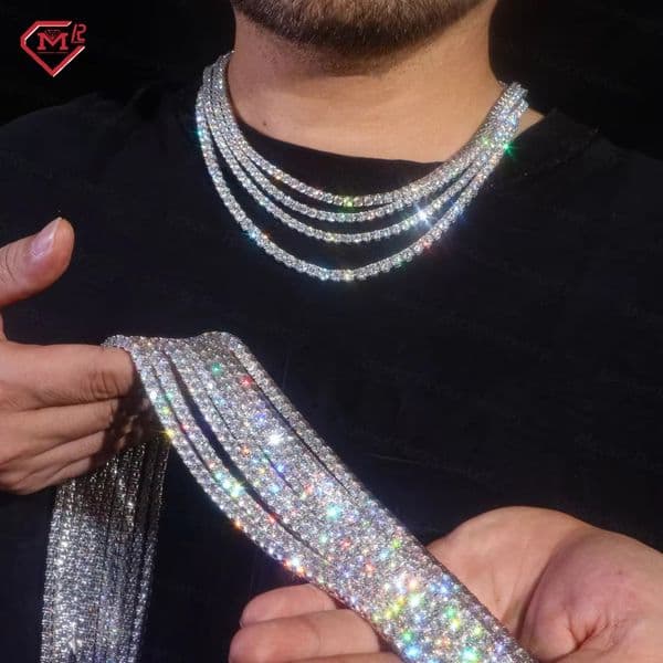 2mm 3mm 4mm 5mm Tennis Necklace Sier VVS Iced Out Hiphop Bg Moissanite Chain