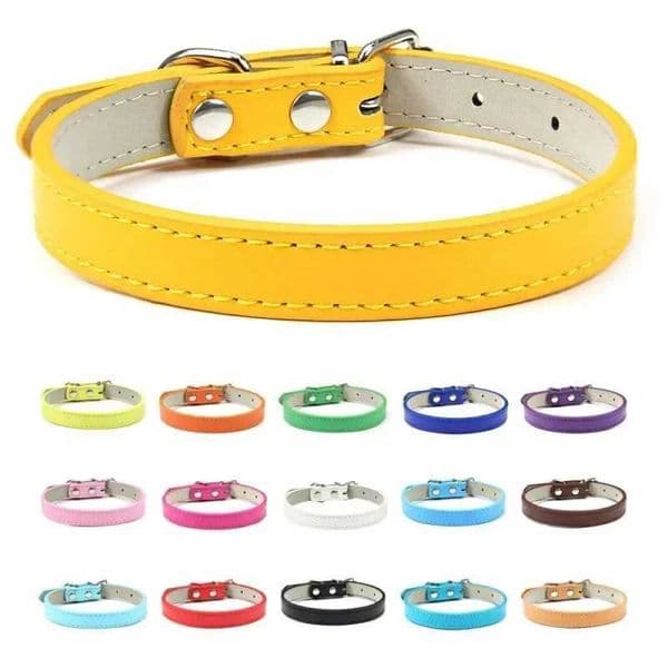 1 Piece Dog Collars Adjustable Color Pet Collars PU Leather Neck Strap Cat Collars Soft Pet Supplies for Dogs W250219