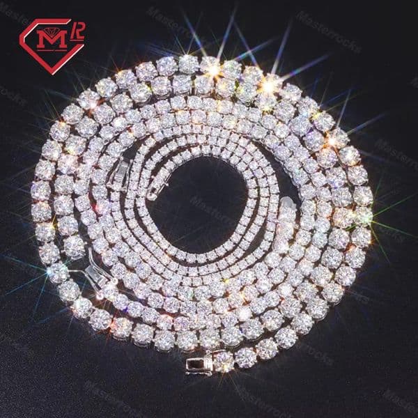 3mm 4mm 5mm 6mm Mens Hip Hop Iced Out Sterg Sier Vvs Dia Moissanite Tennis Chain Necklace 73 5c