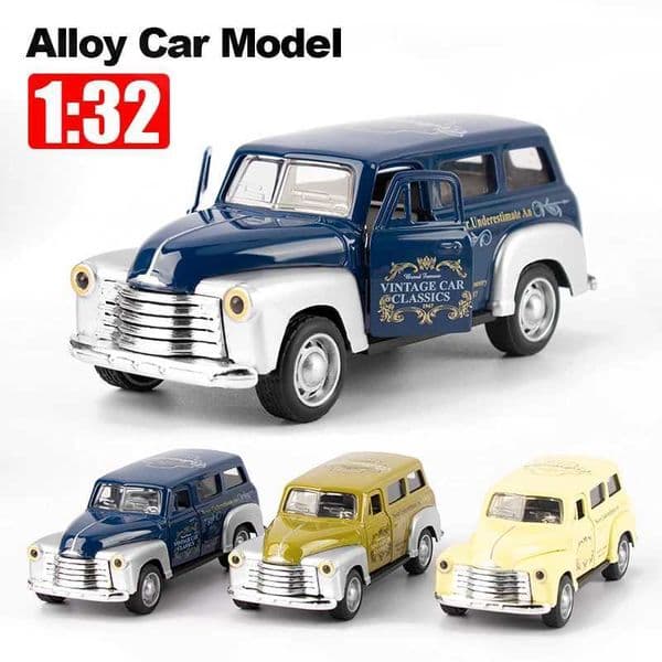 1 32 Alloy Chevrolet School Bus Classical Vintage Car Simulation Model School Bus Sound and Light Childrens ToyXJ250220