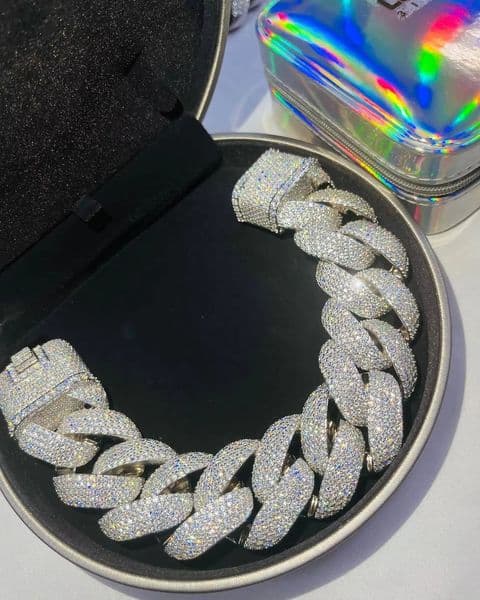 Heavy duty VVS Moissanite Thick Guba Chain Iced Out Hip Hop Rap Singer Sier Necklace Bracelet for Men Dripiceco