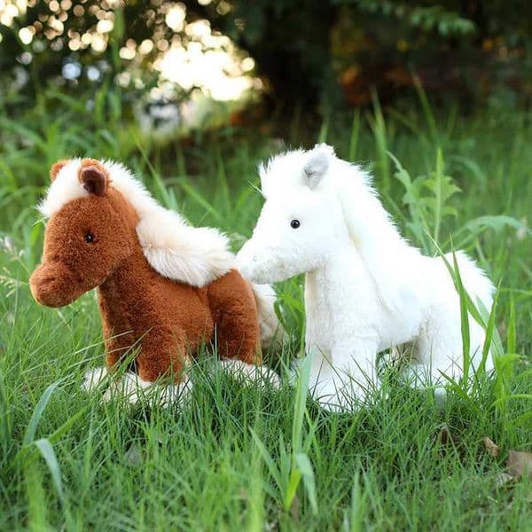 25-40cm Simulation Cute Horse Plush Doll Brown White Long-Haired Animal Horse Plush Toy Home Decoration Birthday Gift For Boys W250219