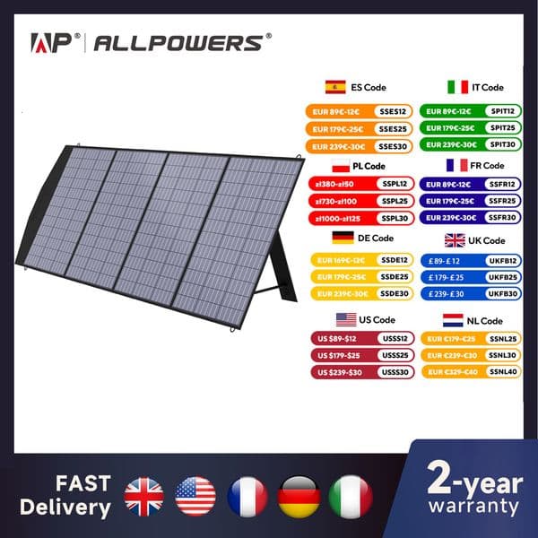 ALLPOWERS Portable Solar Panel 18V Foldable Solar Panel Kit with Solar Output Waterproof IP66 Solar Charger for RV Laptops Camp