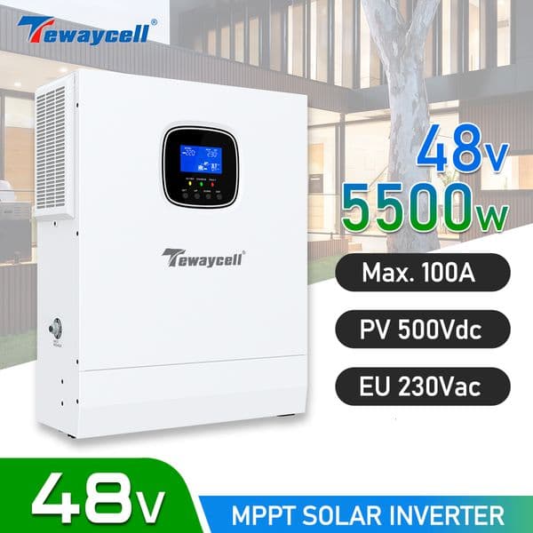 48V Hybrid Solar Inverter 5000W 5500W Pure Sine Wave 230V Off Grid Inverter Build in 100A MPPT Solar Charger