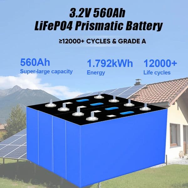 New EVE 560Ah 628Ah 600Ah MB56 3.2V 3.65V Prismatic Cell LifePO4 Battery Cells 12000cycle For 12V 48V Battery Pack Solar Home