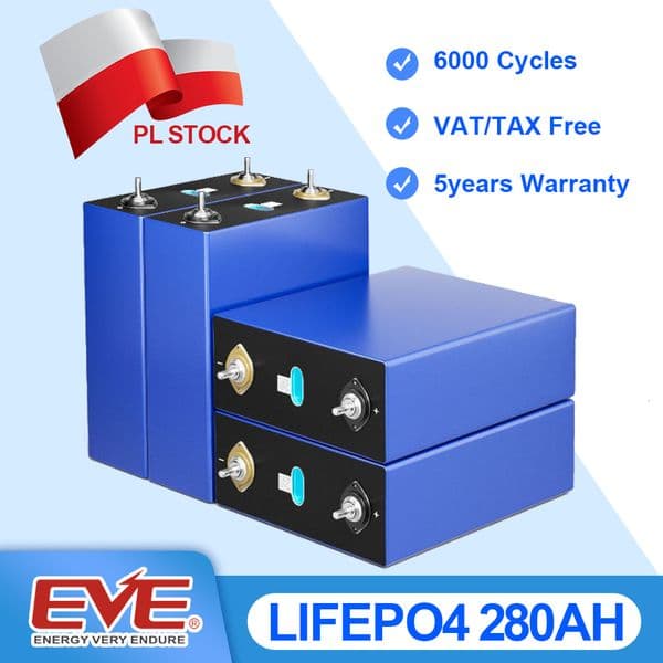 EU Stock EVE LiFePO4 280AH Battery from Poland Warehouse Prismatic Rechargeable Battery LiPO Phosphate for Solar Battery