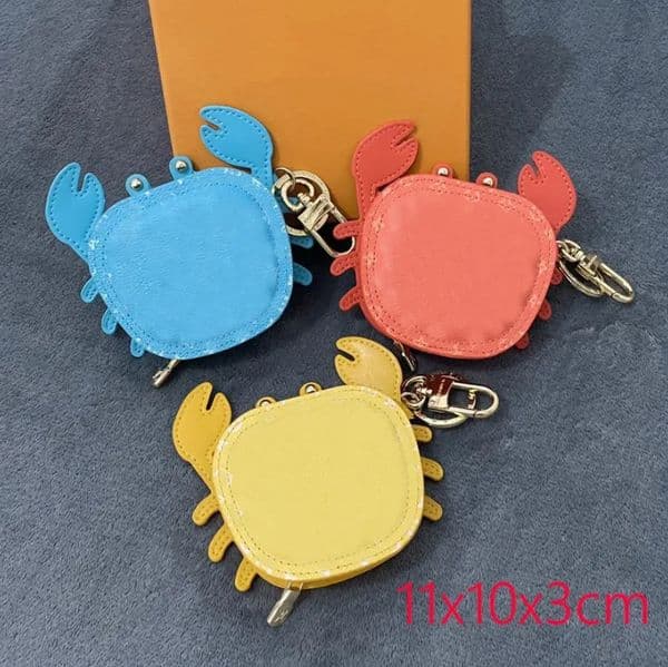 Hight Quality genuine leather Mini Tortoise bag Letter Keychain Wallet Keyring Designer Crab Purse Pendant Waist Turtle Coin Holder Keychains Bag Charm AAA