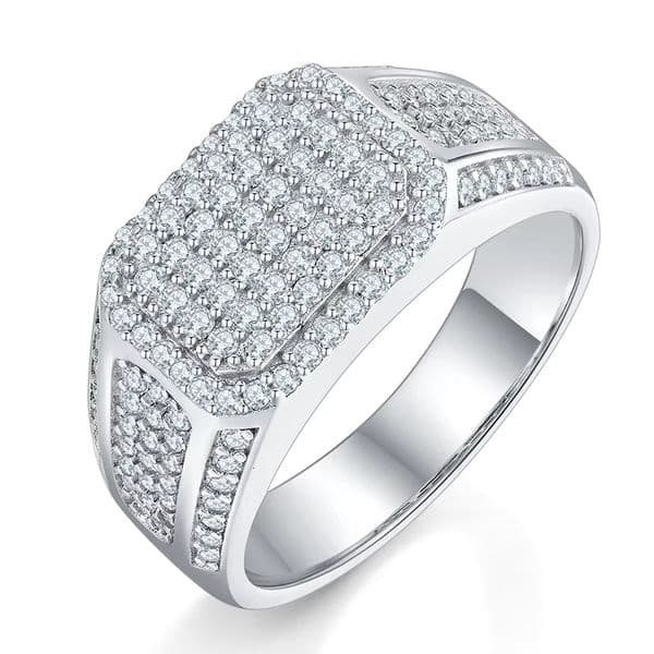 Custom High Quality Fine Jewelry Hip Hop Engagement White Round Ring S Sier Moissanite Mens Rings