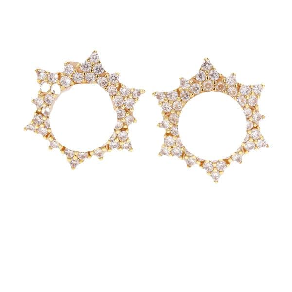 Brass earrings paired with pearl, silica, zircon, fashionable ral design accessories