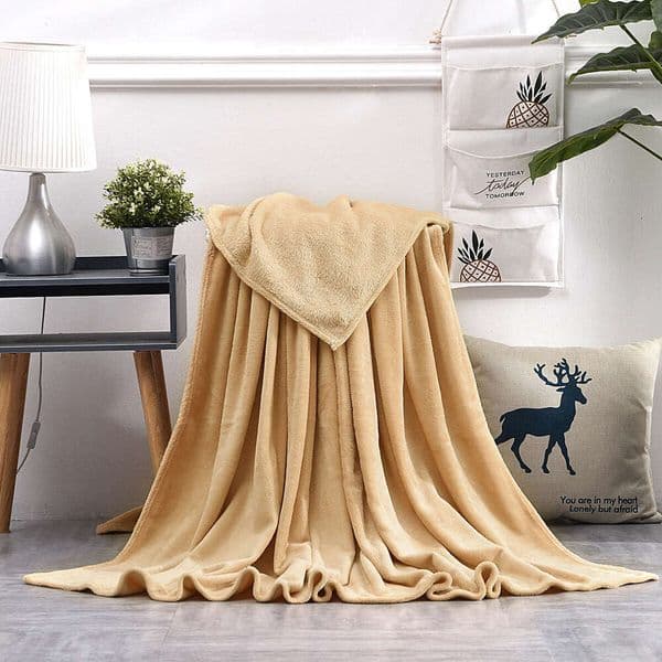 Blanket Thick Pet Flannel Blanket, Solid Color Coral Fleece Blanket