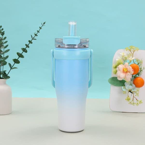 40oz Large Capacity Coffee Tumbler With Straw Vacuum Insulated Mug Stainless Steel Cold Drink Cup For Car Travel