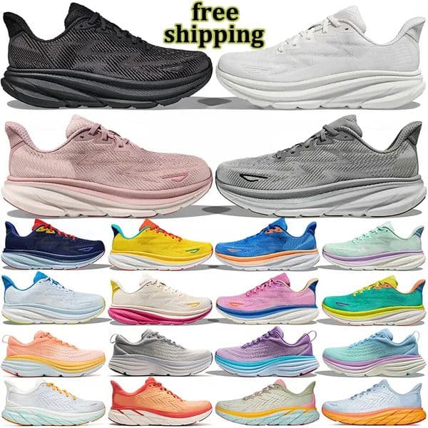 free shipping with box Clifton 9 bondi 8 men women designer running shoes athletic sneakers mens lightweight trainers sports shoe breathable runner Sand
