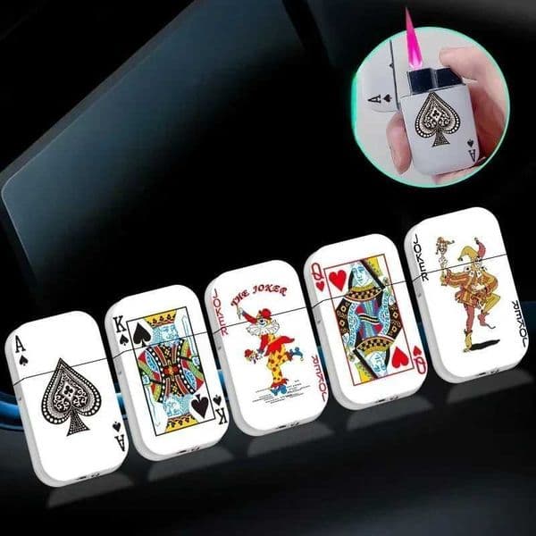 Mini Playing Card Lighter Gas Metal Pink Flame Windproof Lighter Inflatable Torch Lighter Gadgets for Men Smoking Accessories W250227