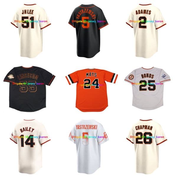 Willy Adames SF Giant Barry Bonds Baseball Jerseys Jung Hoo Lee Patrick Bailey Matt Chapman Logan Webb Tim Lincecum Buster Posey Willie Mays Keaton Winn Size S-4XL