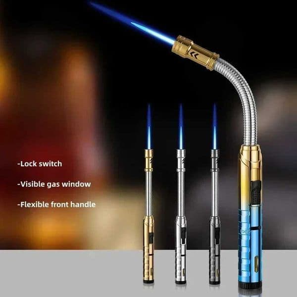 360 Hose Welding Gun Windproof Jet Blue Flame Butane Gas Torch Lighter Visible Gas Window Outdoor BBQ Kitchen Cigar Lighters W250227