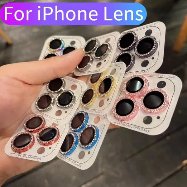 Luxury Rhinestone Bling Glitter Ring Diamond Eagle Eye Hawkeye Camera Lens Glass Protector For iPhone 17 Air 16 15 14 13 12 11 Pro Max Mini With Small Retail Package