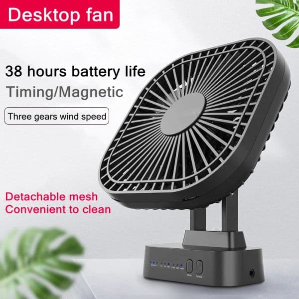 Mini USB Rechargeable Battery with Timer Strong Wind 3 Speed 7 Fan Leaf Desktop Portable Quiet Office Camping Outdoor