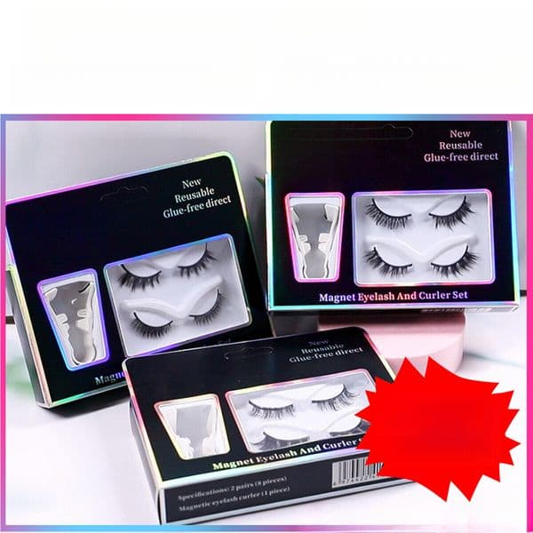 Cross-border Magnetic False Eyelashes European and American Magnetic Eyelashes Glue-free Dense One-piece Magnetic Eyelashes Two Pairs Set New Free Delivery