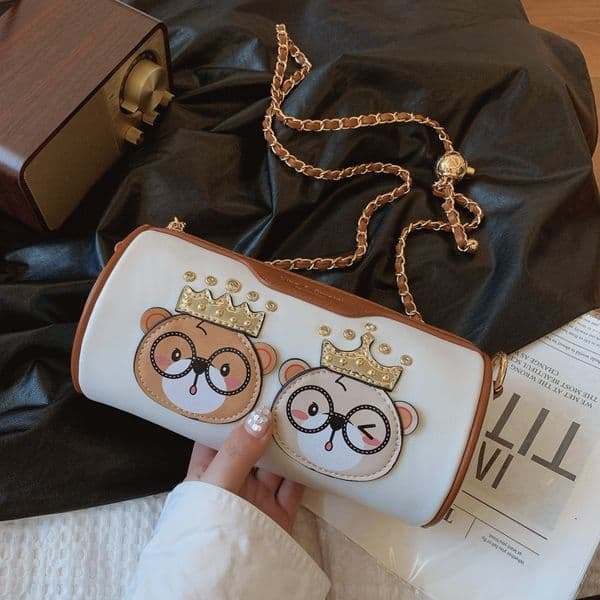 Cartoon Bear Plush Free Shipping Color-block Pillow Bag For Beach Bag Women 2025 Designer Bag New Simple Versatile Chain Shoulder Bag