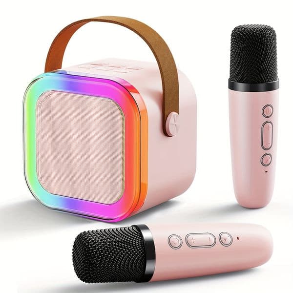 Portable Karaoke Machine with Two Microphones and Rechargeable Battery for Parties and Home Entertainment