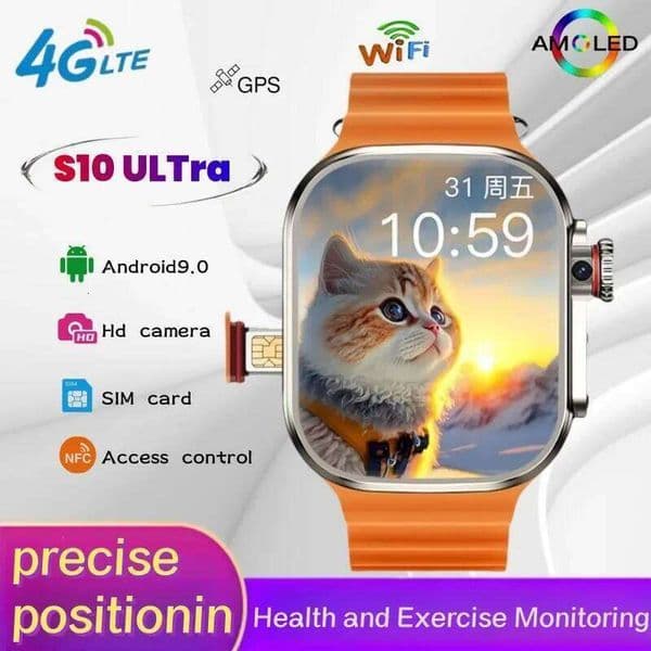 All-link Network smartwatch CDS9 4G 256GB storage, built-in rotating camera, GPS WIFI APP, heart rate tracker, sports watch