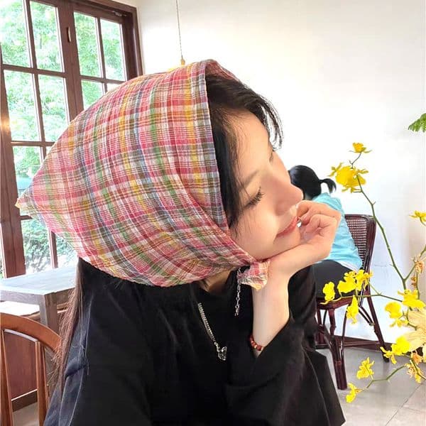 French Lace Triangle Summer Women Sweet Cute Headscarf Vacation Photo Hairband Mori Style Versatile Silk Scarf