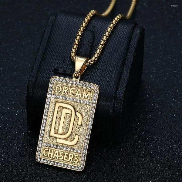 Pendant Necklaces Mens Dream Chasers Zircon Necklace Stainless Steel Bold Chain Hip-hop Punk For Party