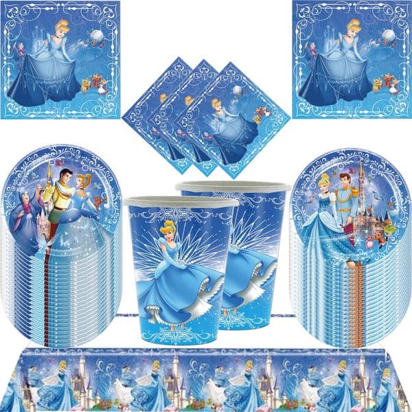 Princess Cinderella Theme Party Supplies Cup Plate Tablecloth Girl Birthday Party Decoration Baby Shower Cake Decoration Holiday