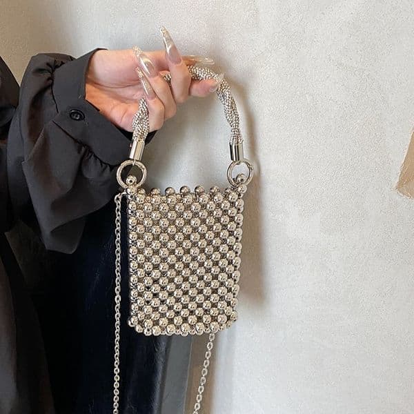 Exquisite bead woven women's handbag, new fashionable multifunctional mobile phone bag, designer women's crossbody bag