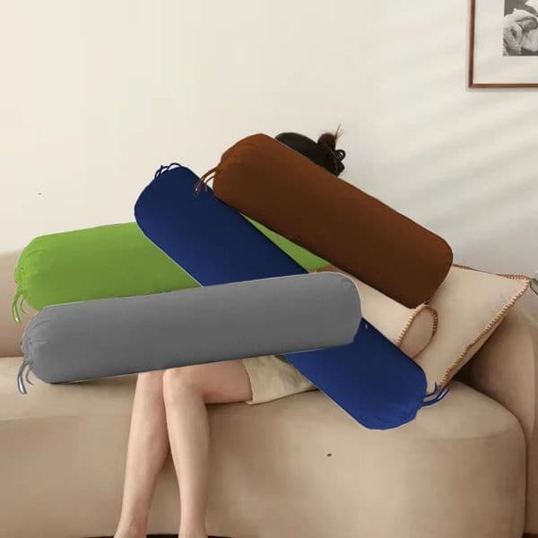 Long Cylindrical Pillowcase Solid Color Washable Bedroom Neck Bolster Pillowslip Removable Headrest Pillow Cover Pillow Sleeves