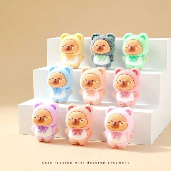 Blind Box Capybara Labubu Lovely Anime Flocked DIY Action Figure Decorative Pendant Desktop Kawaii Dolls Car Ornaments Toy Gift X250606