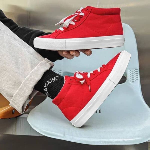 Ddmyoutdoor Ddmyoutdoor Breathable Suede Leather High Top Classic Red Skateboarding Shoes For Women Lace Up Casual Sports Sneakers Men Outdoor Outdoor Shoes