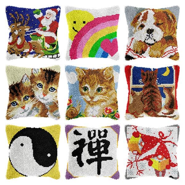 wool Horse Cat Animals Latch Hook Kits Smyrna Pillowcase Knot Pillow Package Needlework canvas Set DIY Embroidery Cushion Cover