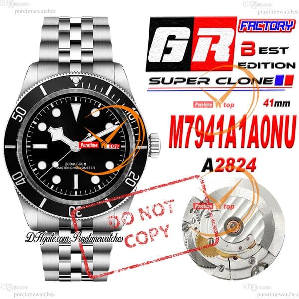 M7941A1A0NU A2824 Automatic Mens Watch GRF 41mm Black Dial Stainless Steel Jubilee Bracelet CHS Puretimewatches Reloj Hombre Montre Hommes A01