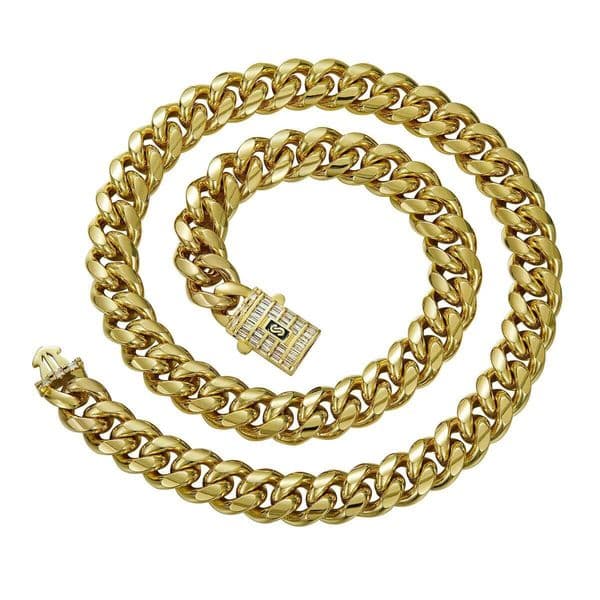 moissanite chain Anklet Bracelet 14k Cuban Chain Necklace Iced Cuban Link Chains Necklace Gold Stainless Steel Men Women Classic Monaco Chain