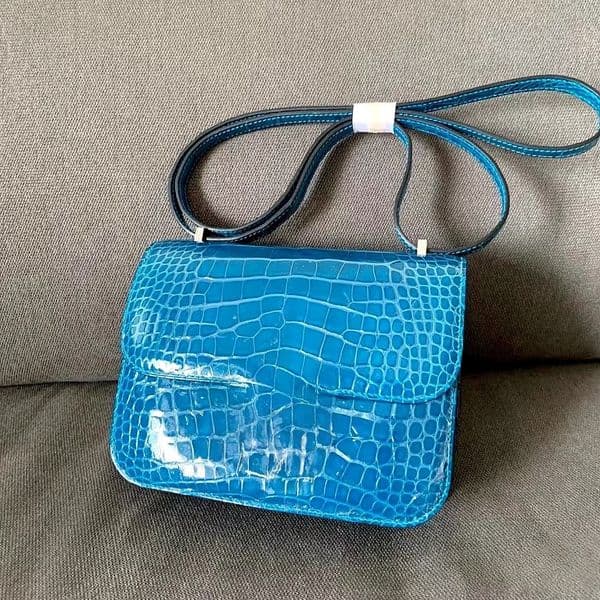 Designer Womens Shoulder Mini Leather Crossbodys Handbag with Metal Clasp Luxury Messenger Tote Crocodile Pattern Women Small Square Constance Bag