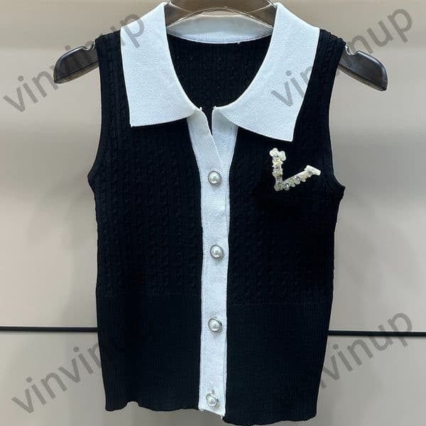 Women's T-Shirt Women Luxury Tanks Designer Notched Collar Knit Vest Luxe Summer Camis For Womens -15 Ladies Designers High Quality Sleevless Shirt DFD2506096