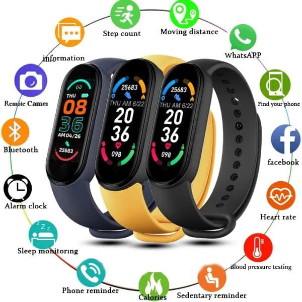 M6 Smart Watch Men's Women's Multi-function Wrist Watches Fitness Bracelet Tracker Heart Rate Monitor Waterproof Megnetic Charging Sport Smartwatch