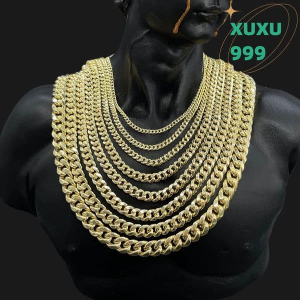 OACOCA Hip Hop 8mm 10mm 12mm Cuban Link Chain 925 Silver Chain Gold Plated Cuban Link Chain